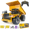 kkny Remote Control Construction Dump Truck Toy 2.4G RC 6 Channel Bulldozer 4 Wheel Driver Mine Construction Alloy Metal Vehicle Truck 1:18 with 2