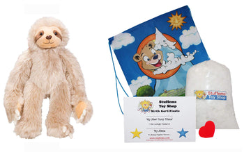 Stuffems Toy Shop Make Your Own Stuffed Animal Speedy the Sloth 16"- No Sew - Kit with Cute Backpack!