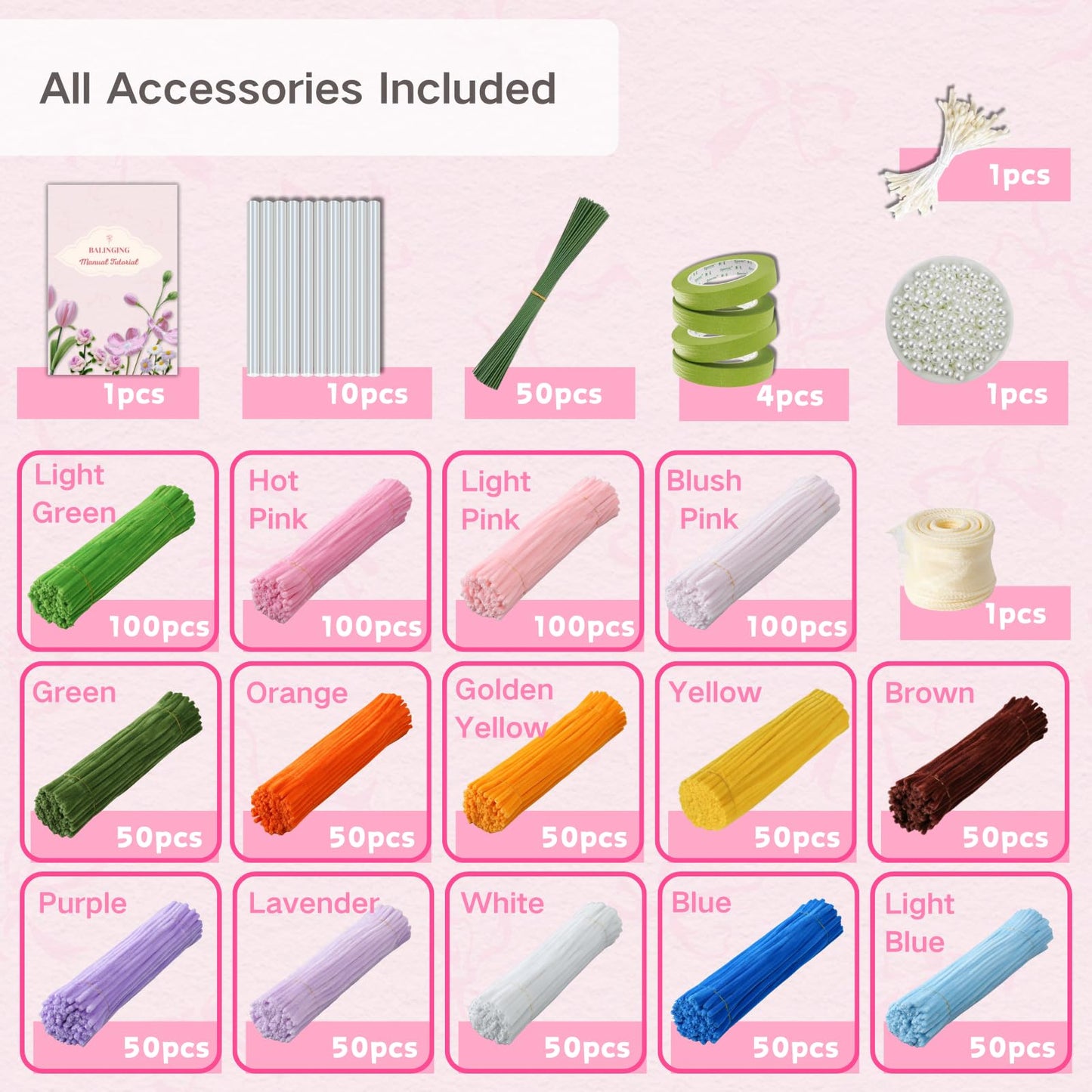 Balinging Upgraded 900 pcs Colorful Chenille Pipe Cleaners for Crafts, Extra Fuzzy Flexible Stems, 12 Inch Length for DIY Art, Kids and Adults