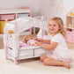 ROBOTIME 18 Inch Doll Bed with Canopy, Wooden Doll Bed with Fabric Storage Drawers, Bedding & Pillow, Pink Doll Furniture for 18 Inch Dolls, Pretend