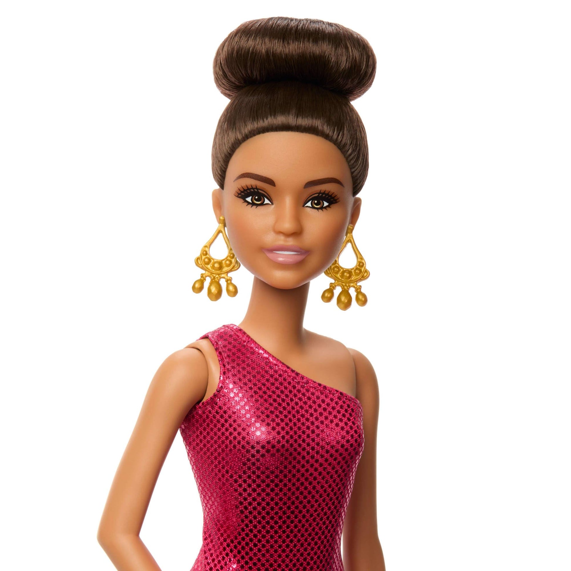 Barbie Ballroom Dancer Fashion Doll with Red Ruffle Dress, Dancing Shoes & Brown Styled Hair, Dancing Trophy Accessory