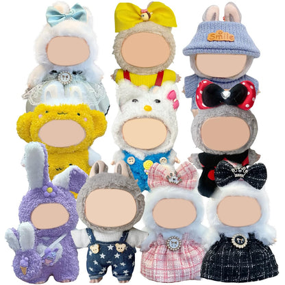 10 Pack Compatible for Labubu Clothes,17cm Doll Clothes Cute Outfits Stylish Accessories Designer Hat Dress Shirt Set Compatible for Labubu Birthday