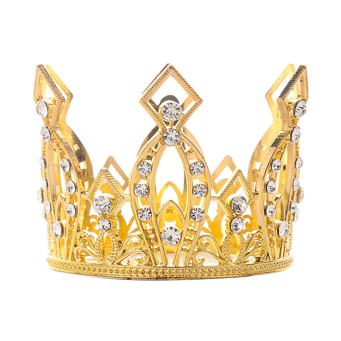Creaides Mini Crown Cake Topper Princess and Prince Crystal Headpiece Tiara Rhinestone Crown Cake Decoration for Wedding Birthday Baby Shower Party