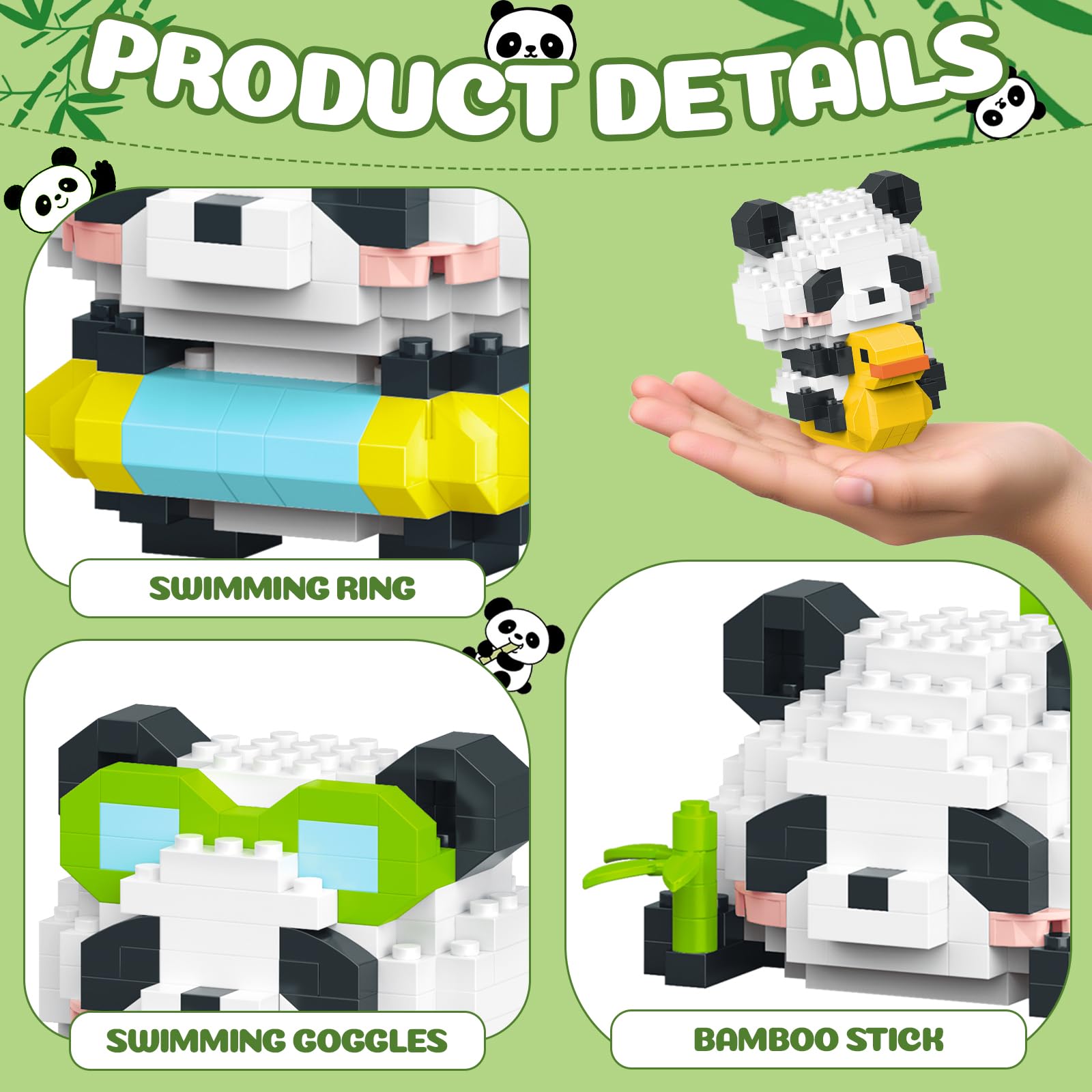 APENGBAOL Animals Building Block Sets,Micro Mini Animals Party Favors for Kids, Birthday Gift for Boy Girl,12 Pack Pandas