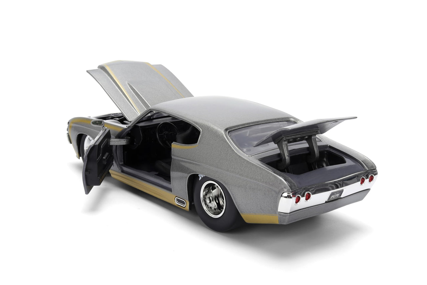 Jada Toys Bigtime Muscle 1:24 1971 Chevy Chevelle Die-cast Car - Opening Doors, Hood, Trunk, Rubber Tires(Metallic Grey)