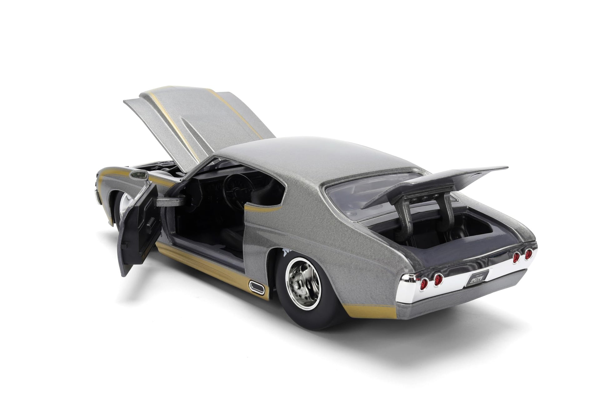 Jada Toys Bigtime Muscle 1:24 1971 Chevy Chevelle Die-cast Car - Opening Doors, Hood, Trunk, Rubber Tires(Metallic Grey)