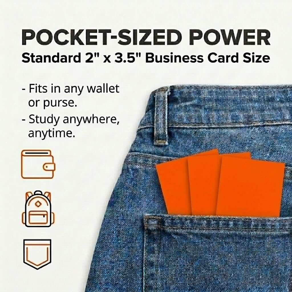 Mini Flash Cards 1000 Pack, Neon Study Cards for Active Recall, USA Made
