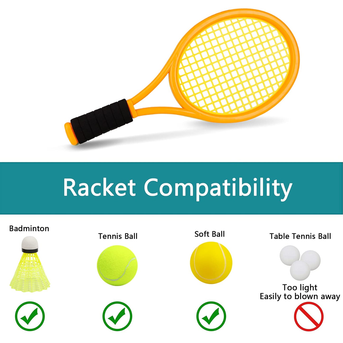 Crefotu Kids Tennis Set for Children Toddler Outdoor Indoor Sport Play