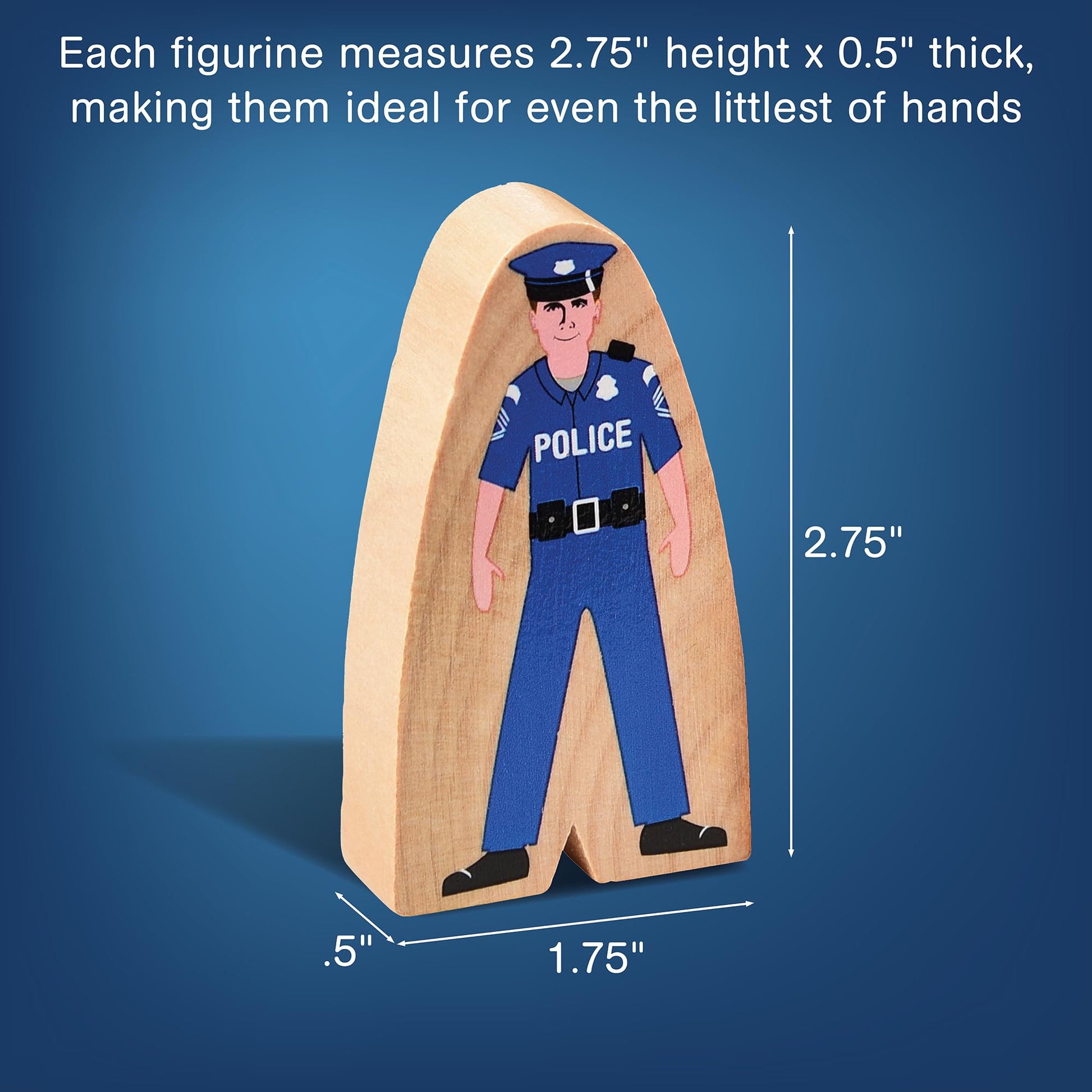 Constructive Playthings Wooden Community Helpers 25-Piece Wood Block Play Figurine Set, Freestanding Inclusive and Diverse Wood Toy Figures for Kids