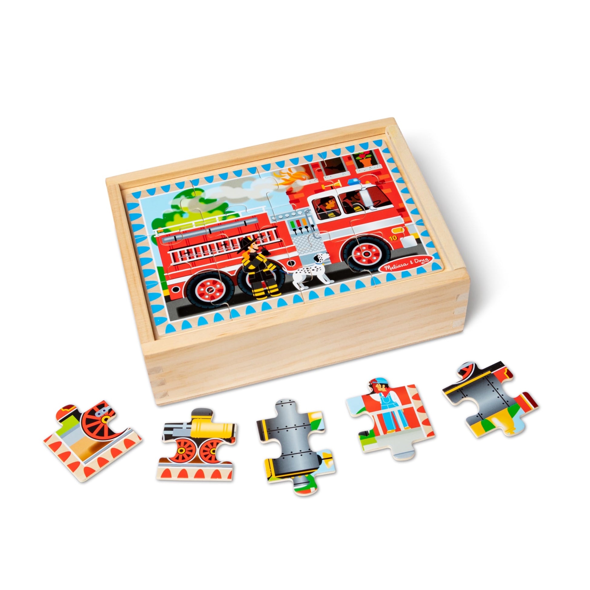 Melissa & Doug Wooden Jigsaw Puzzles in a Box 2-Pack for Preschool Boys and Girls - Pets, Vehicles