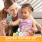 Easter Bunny Teether Set, Bunny, Carrot, Chicken, Rattle Egg & Easter Basket Baby Teething Toys Easter Teethers Toys for Babies - Green