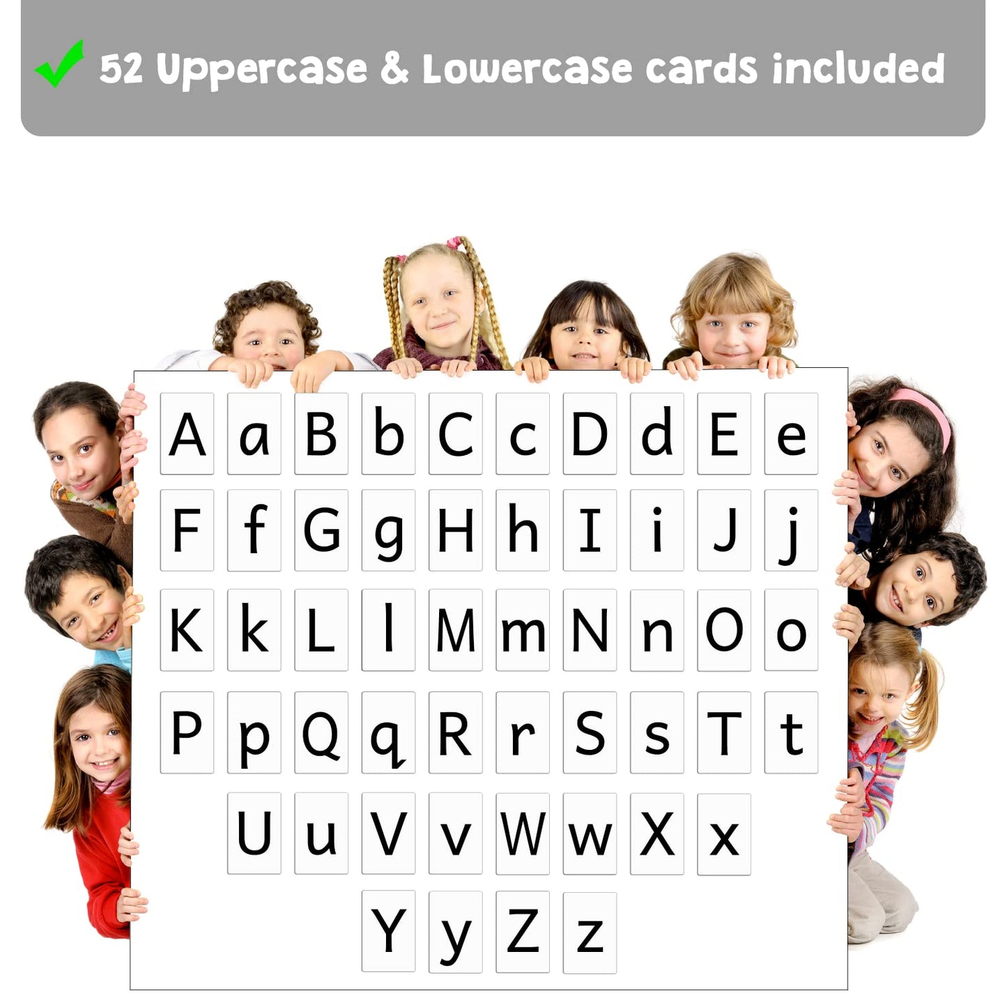 Attractivia Magnetic Big Alphabet ABC Flash Cards - 52 Sturdy Uppercase & Lowercase Large Letters, Black - for Classroom Teachers, Homeschool, ESL