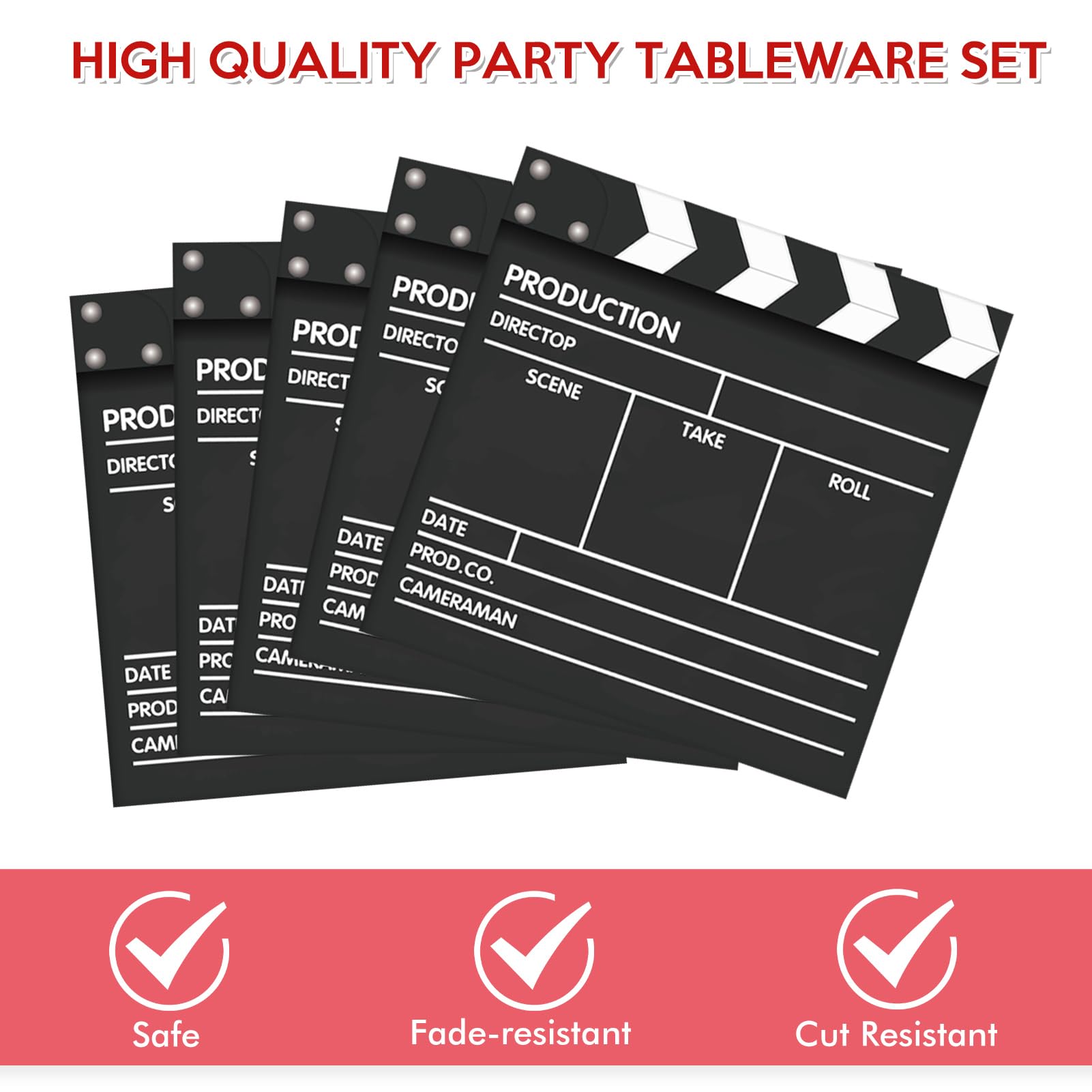 40PCS Movie Night Party Supplies Movie Theme Birthday Party Plates and Napkins Set Movie Night Disposable Dinnerwares Favors for Movie Theme Party