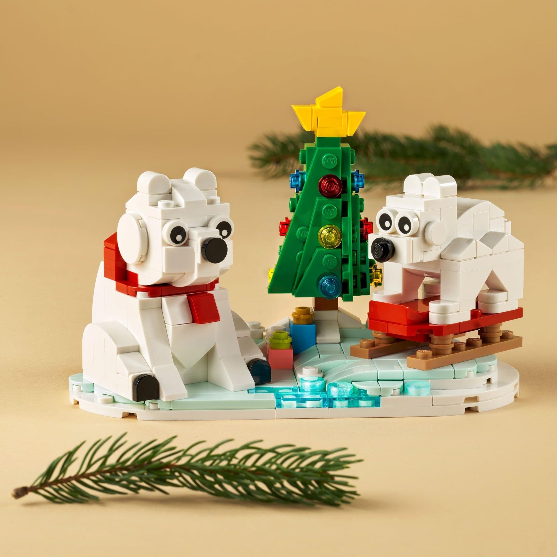 LEGO Wintertime Polar Bears 40571 Christmas Décor Building Kit, Polar Bear Gift, Great Stocking Stuffer for Kids, Features a Christmas Tree Toy and