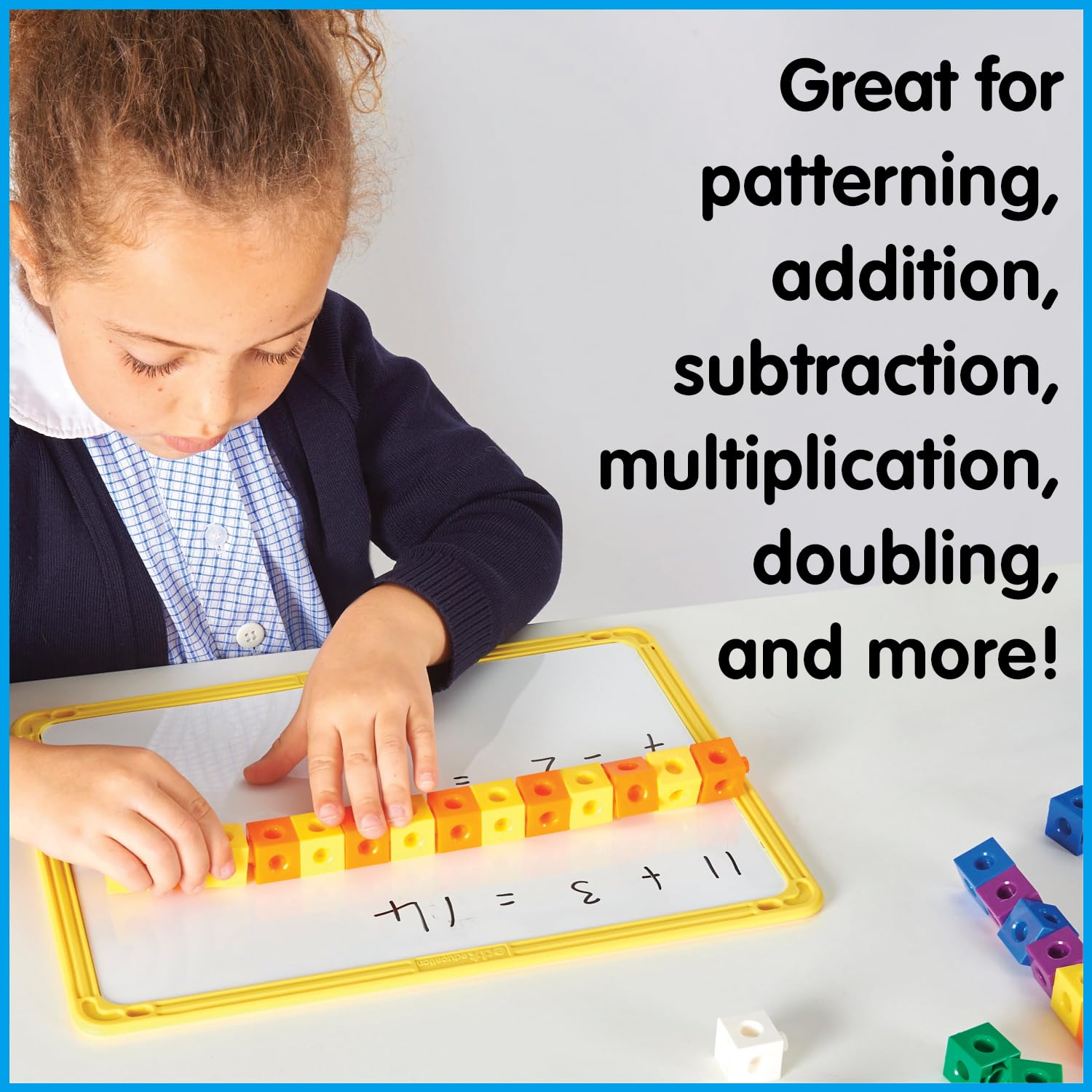 edxeducation Linking Cubes, Set of 100, Counting Cubes, Color Sorting Toys