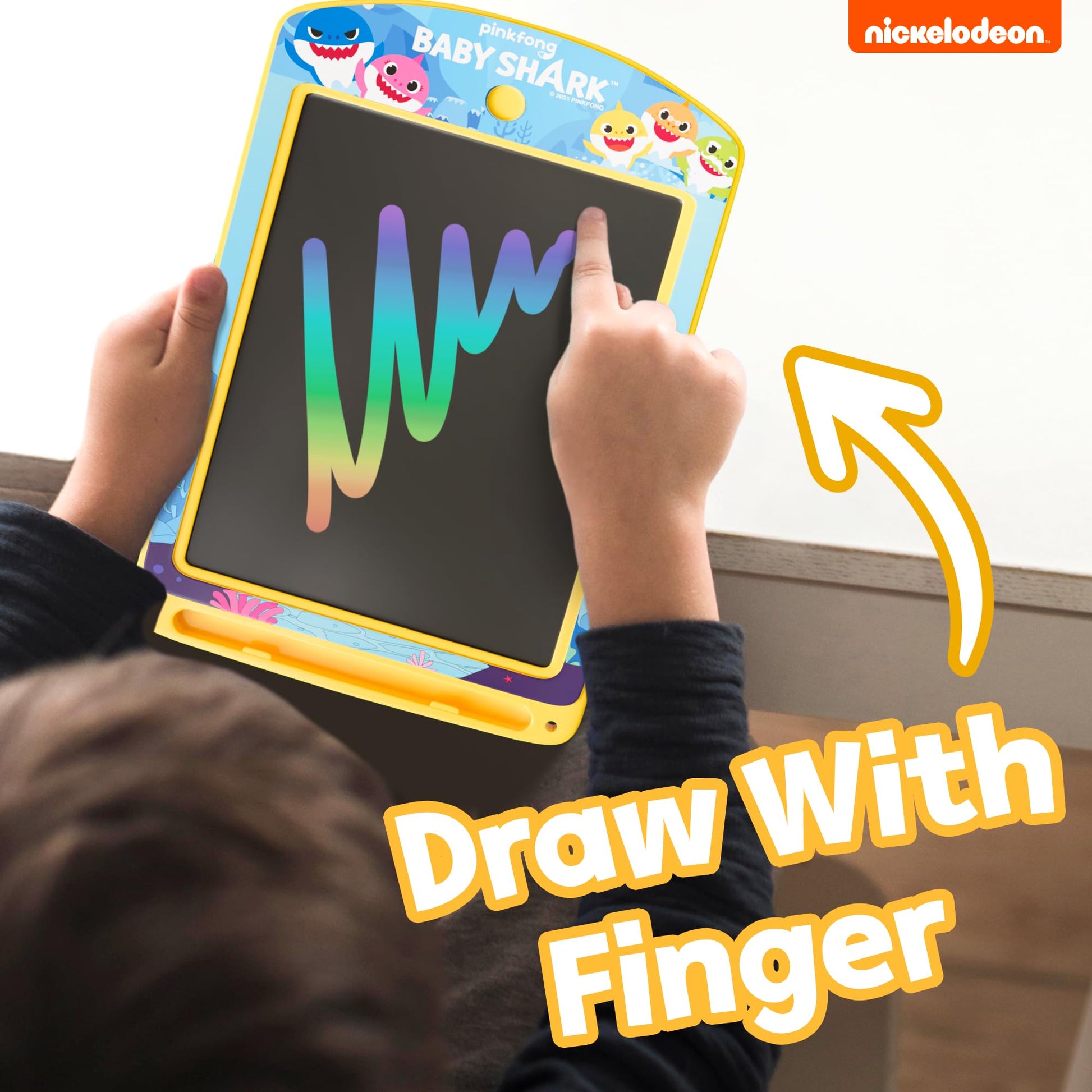 Lollipop - Drawing Tablet for Kids - Baby Shark Rainbow LCD Doodle Pad +3 with Stylus, Baby Drawing Board for Travel - Color Writing Tablet
