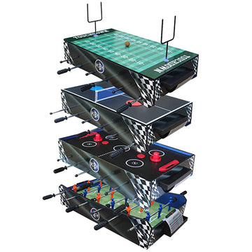 KICK Convoy 40" 4-in-1 Mini Tabletop Multi Game Table - Foosball, American Football, Push-Hockey and Ping Pong