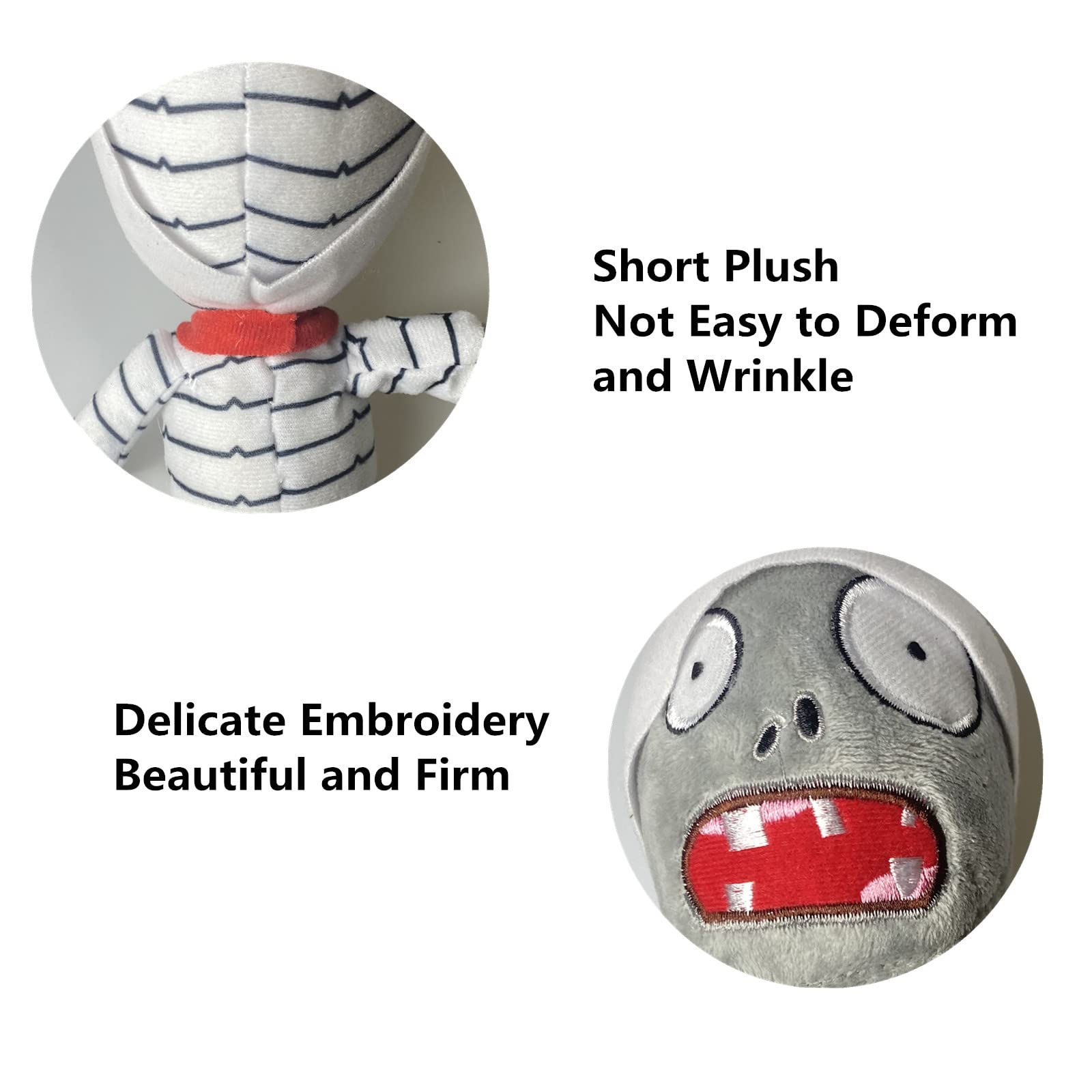BASHERISE 3 PCS PVZ Plush Sets Toys Stuffed Soft Figure Doll Qigong Zombes, Mummy Zombies, Bullet Zombies Great Gift for