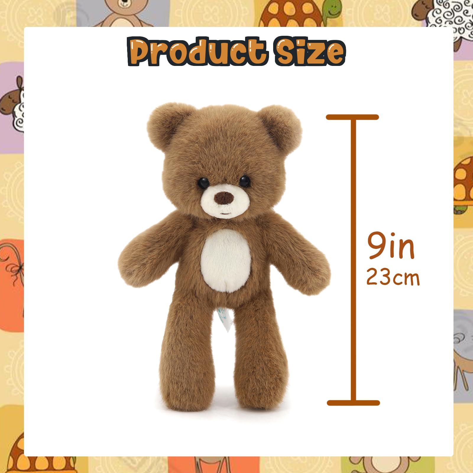 MR ViviCare 9" Soft Plush Teddy Bear - Adorable Brown Stuffed Animal Toy with White Belly - Perfect for Gifts, Bedtime, Nursery & Travel Cuddles