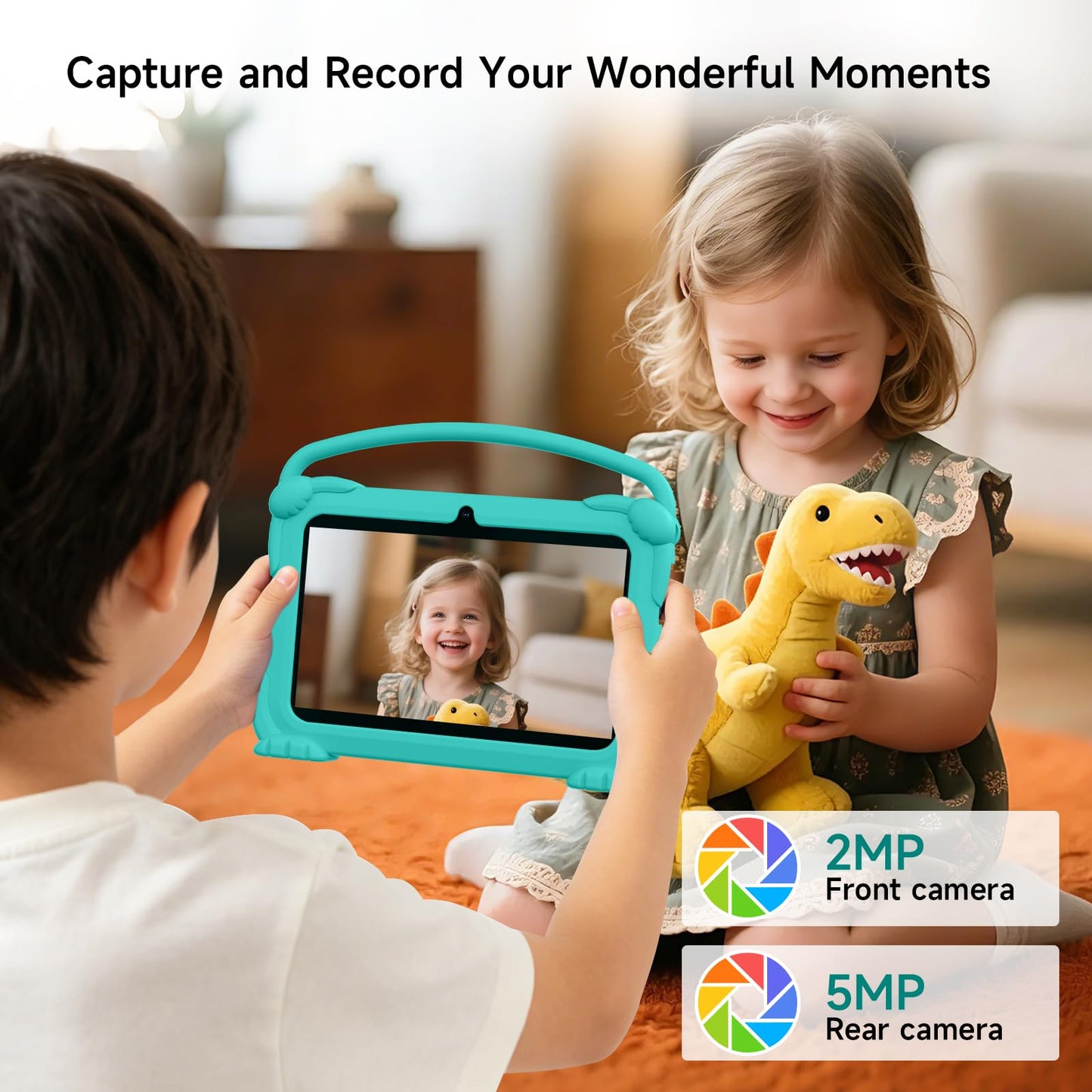 YQSAVIOR Kids Tablets, Android 12 Tablet for Kids, 4GB RAM 32GB ROM Toddler Tablet 7 inch IPS Screen, Parental Control, 2+5MP Dual Camera, Shockproof