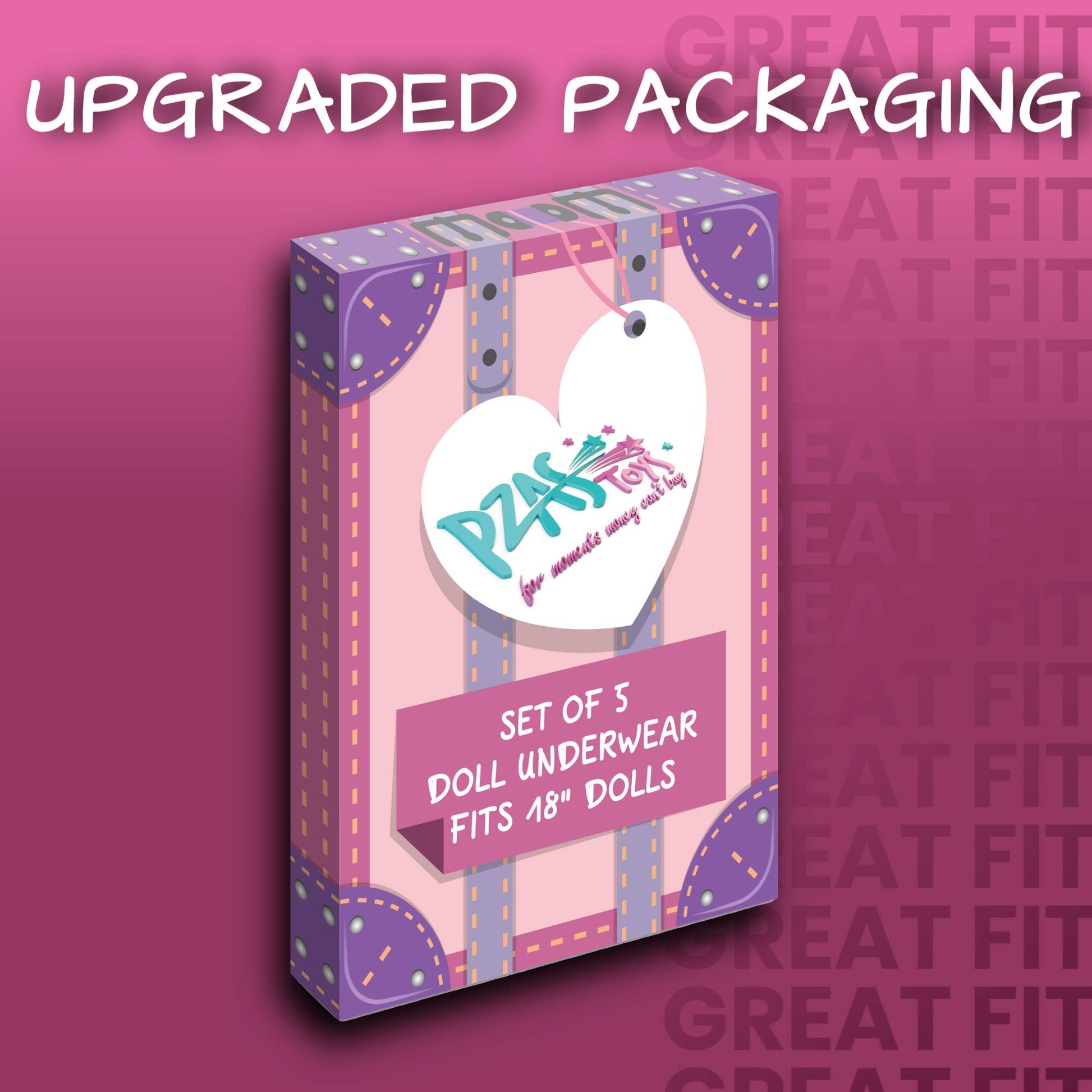 PZAS Toys 18 Inch Doll Underwear- 5 Pairs of Underwear Compatible with Most Major Brands 18" Dolls