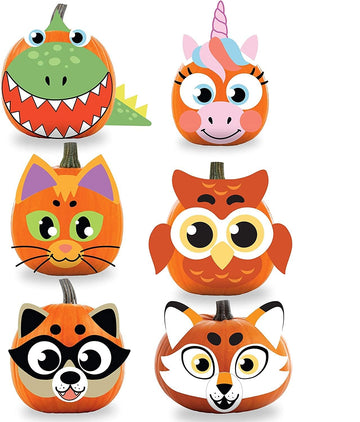 JOYIN 18 Packs Halloween Craft Foam Stickers, Arts Activities Party Supplies, Kids Party Favors, Pumpkin Decorating Kit, Jack O Lantern Face Stickers