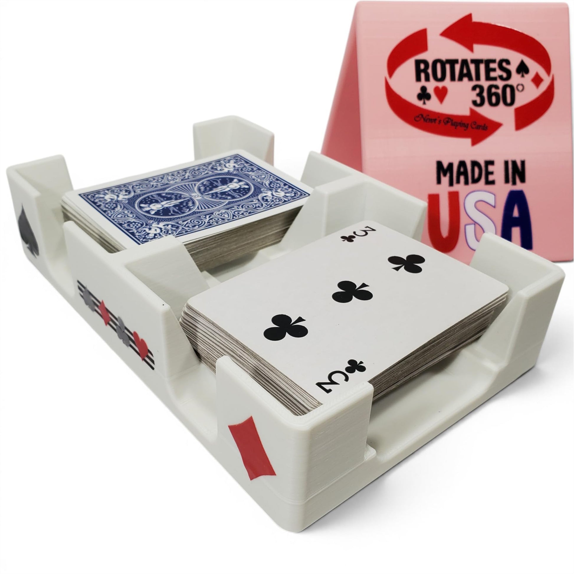 Busting with Pips 2 Deck Swivel Playing Card Tray for 1-2 Decks (White)