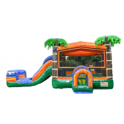 XJUMP 26ft Tropical Castle Rental Grade 15oz PVC Bouncer Slide with Pool