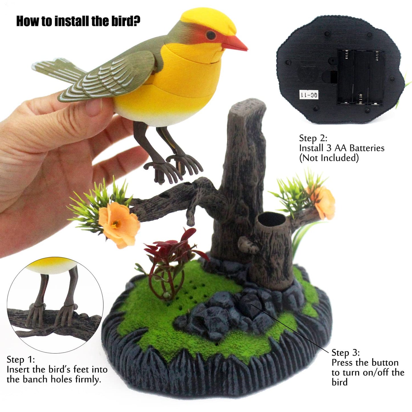 Tipmant Cute Electronic Pets Simulation Sparrow Bird Can Move Chirp Pen Holders Office Home Decor Ornament Kids Toys Birthday Gifts