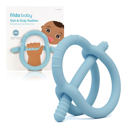 Frida Baby Get-A-Grip BabyTeether for Teething Relief | 100% Food-Grade Silicone Teething Toys for Baby 0-6, 12, 18 Months Infant, BPA-Free, PVC-Free