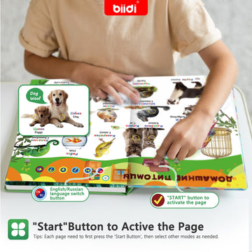 English Russian Bilingual Interactive Sound Book Learning Toy Gift Kids 2-5