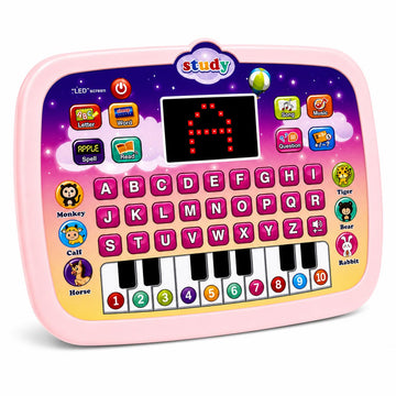 STOULKD Toddler Learning Tablet for 1 2 3 Year Old, ABC Spelling & Speech Learning Toy with Piano Keys, Music Educational Toy, Portable Travel Gift