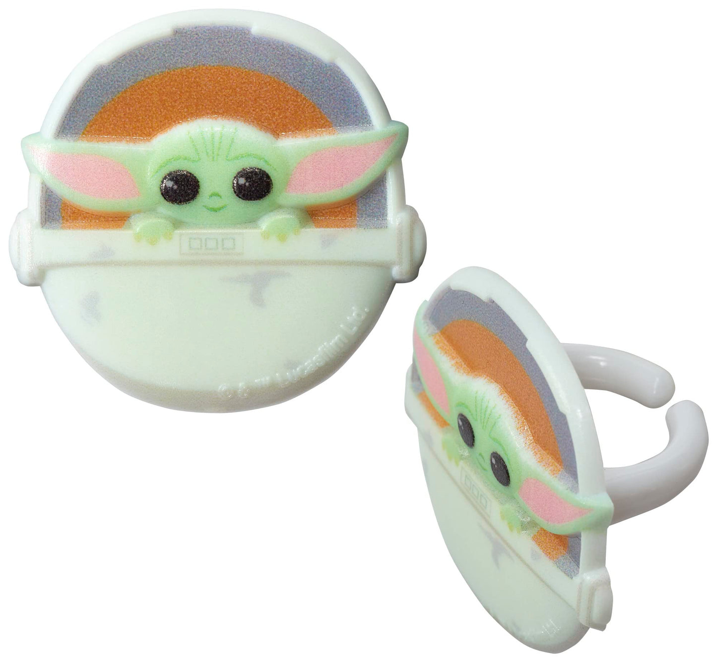 DECOPAC Star Wars The Mandalorian The Child Rings, Cupcake Decorations, Food Safe Cake Toppers - 24 Pack
