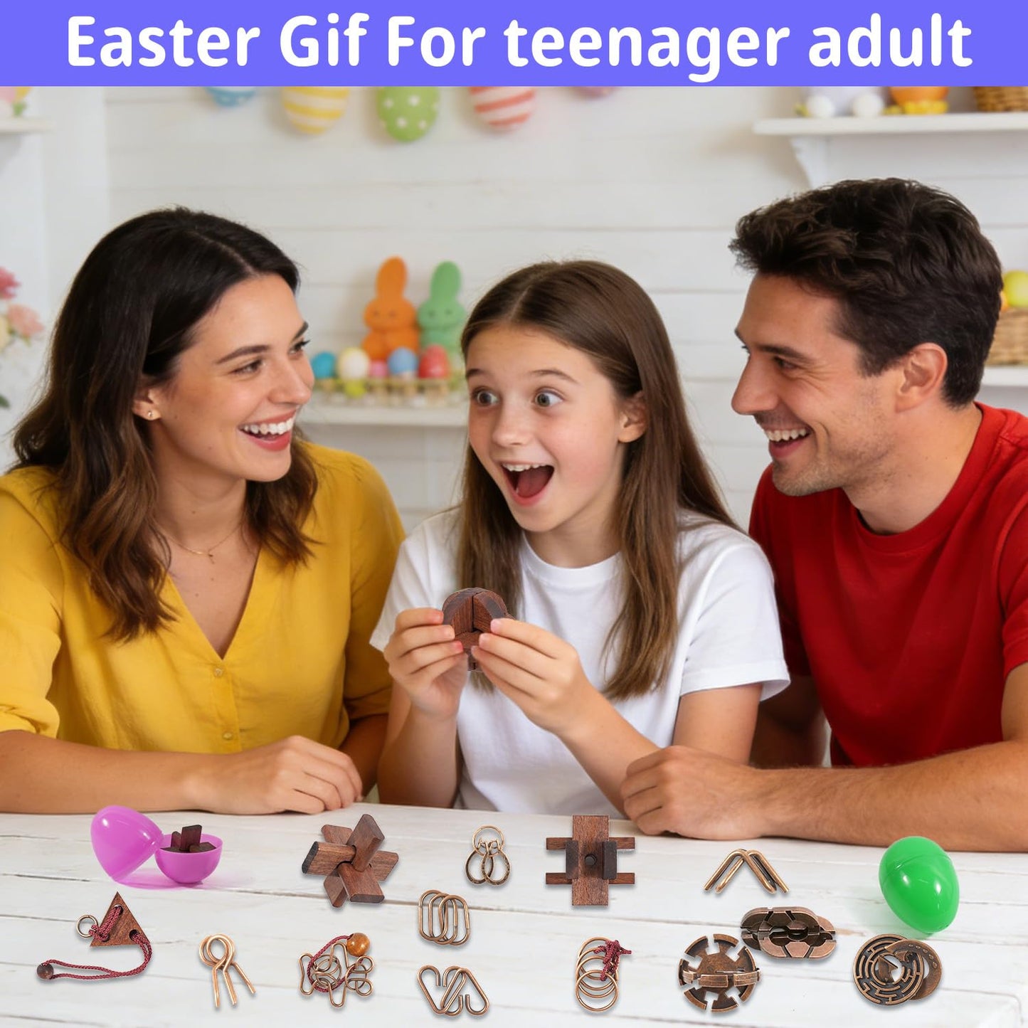 24 Pcs Brain Teaser Puzzles for Adults and Teens - Metal Puzzles 3D Puzzle Game Toys for Adults Teens - Wooden Unlock Interlocking Puzzle Adult IQ