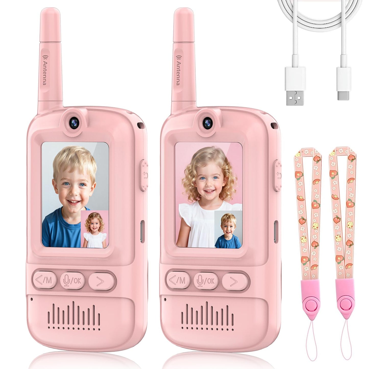 iYeHo Video Walkie Talkies for Kids,2 Pack-Kids Video Call Device with HD Camera,Filters,Emojis,Voice Changer & Voice Message,Auto Pairing, Durable