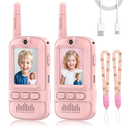 iYeHo Video Walkie Talkies for Kids,2 Pack-Kids Video Call Device with HD Camera,Filters,Emojis,Voice Changer & Voice Message,Auto Pairing, Durable