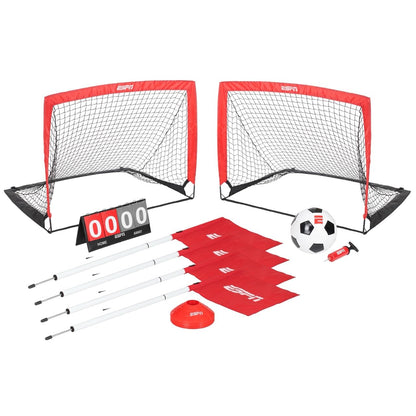 ESPN Soccer Stadium Experience for Kids Includes 2 Nets, Ball, and Youth Soccer Training Equipment, Ideal for Outdoor Games