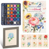 EIOLUIK Watercolor Painting Kit for Adults & Beginners: Includes Summer Beach watercolor Workbook, 16 assorted colors, 3 Brushes (with Perforated