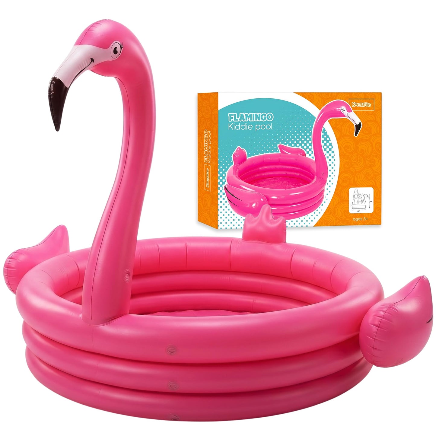 48” Pink Flamingo Blow Up Swimming Pool for Kids Holds 65 Gallon Water