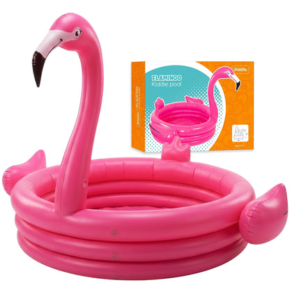 48” Pink Flamingo Blow Up Swimming Pool for Kids Holds 65 Gallon Water