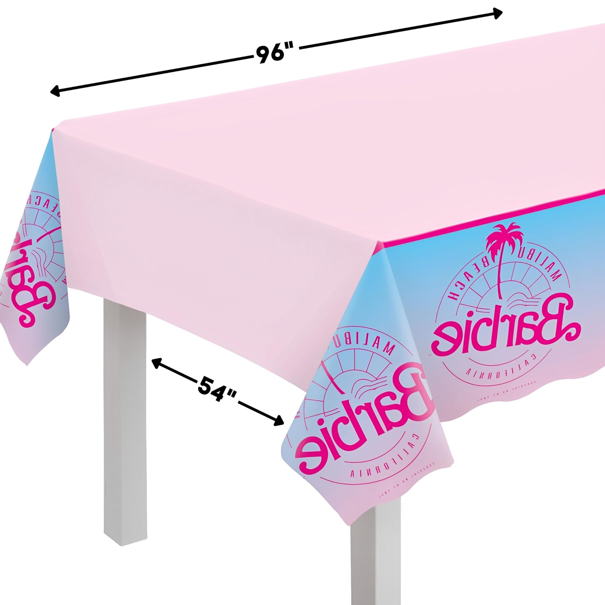 Vibrant Multicolor Plastic Malibu Barbie Table Cover - 54" x 96" (1 Pc.) - Durable & Stylish Design - Perfect for Kids' Party