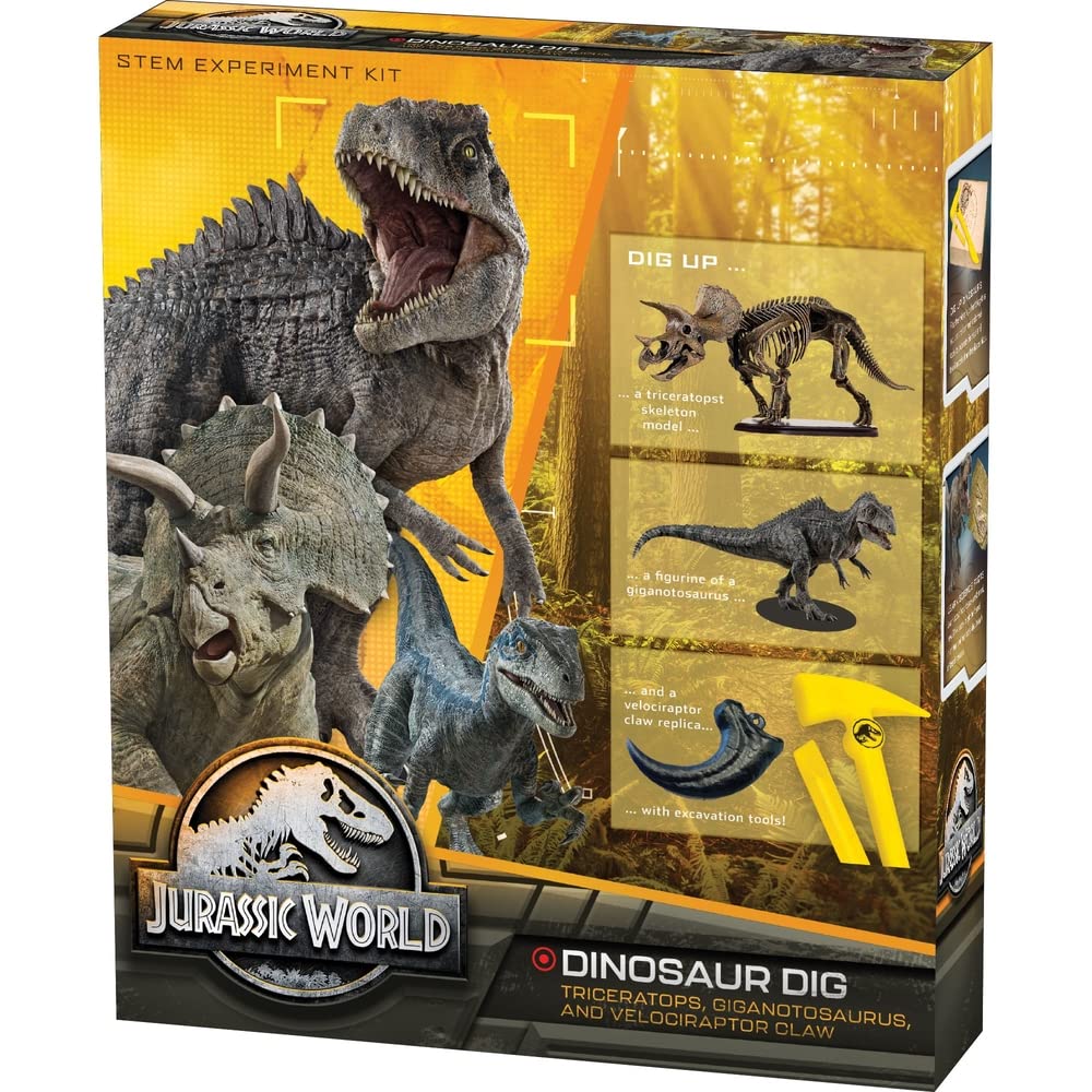 Jurassic World: Dinosaur Dig - Triceratops, Giganotosaurus & Velociraptor Claw | STEM Excavation Kit from Thames & Kosmos | Dig Prehistoric Treasures