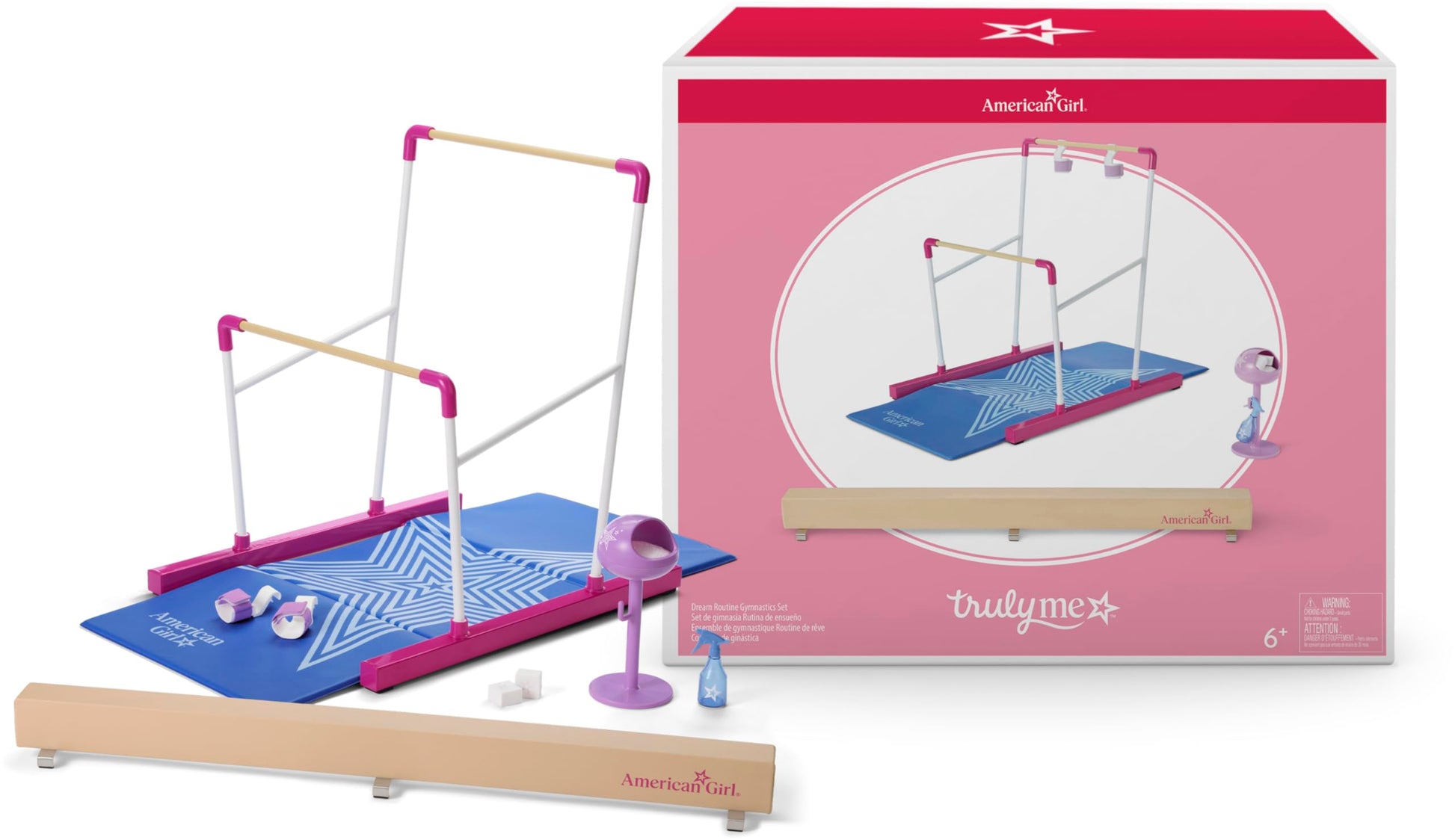 American Girl Truly Me, 18-inch Doll Playsets, Dream Routine Gymnastics Set, with Pretend Chalk 9 pcs, Ages 5+ Years