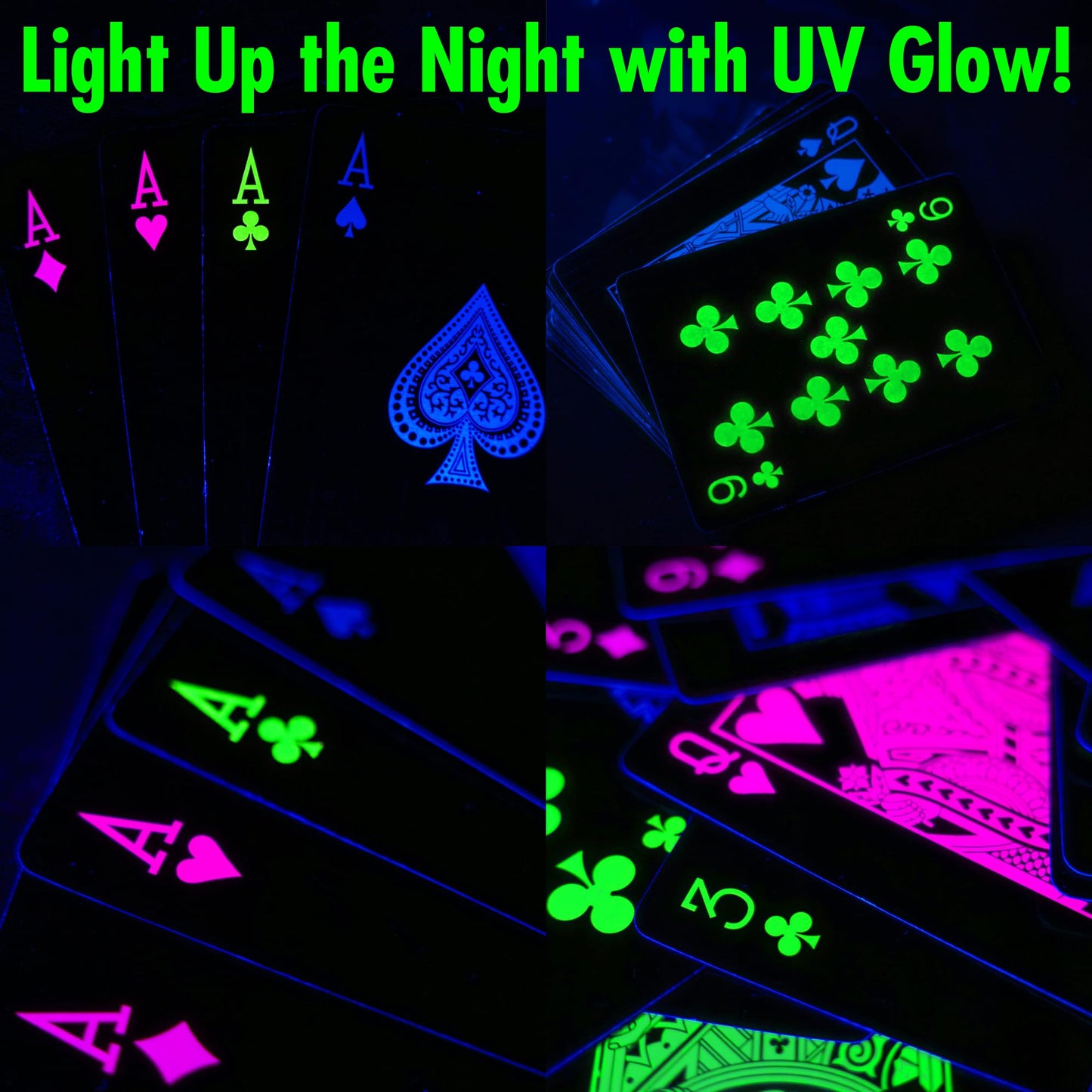Funwares UV Black Light Playing Cards by Island Dogs- Neon Fluorescent Glow Deck for Black Light Games, Glow in the Dark Playing Cards, Parties