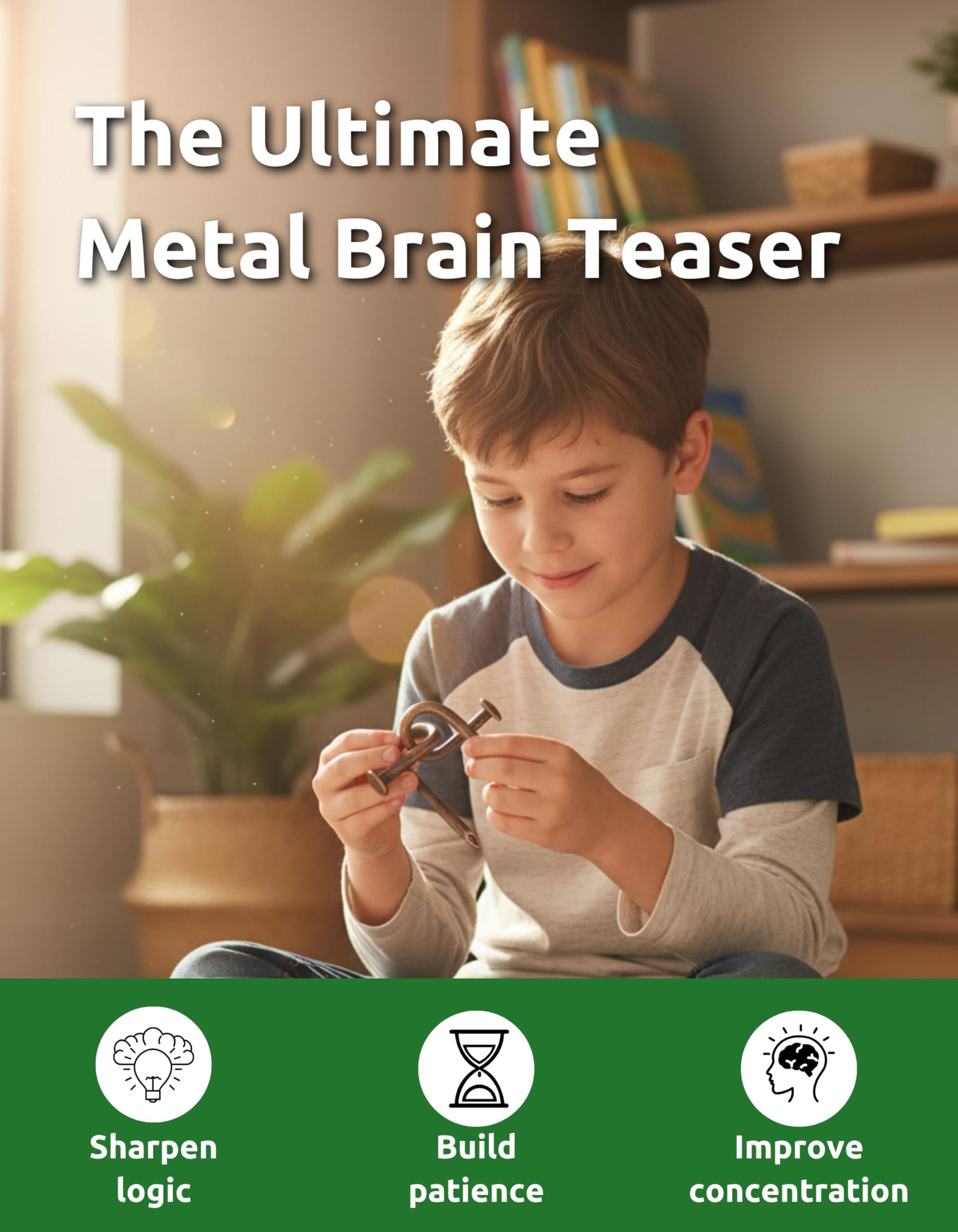 4-in-1 Puzzle Grey Twist Set by Sharp Brain Zone - Premium Metal Brain Teaser Collection, Durable Iron Puzzle Games for Stress Relief, Focus