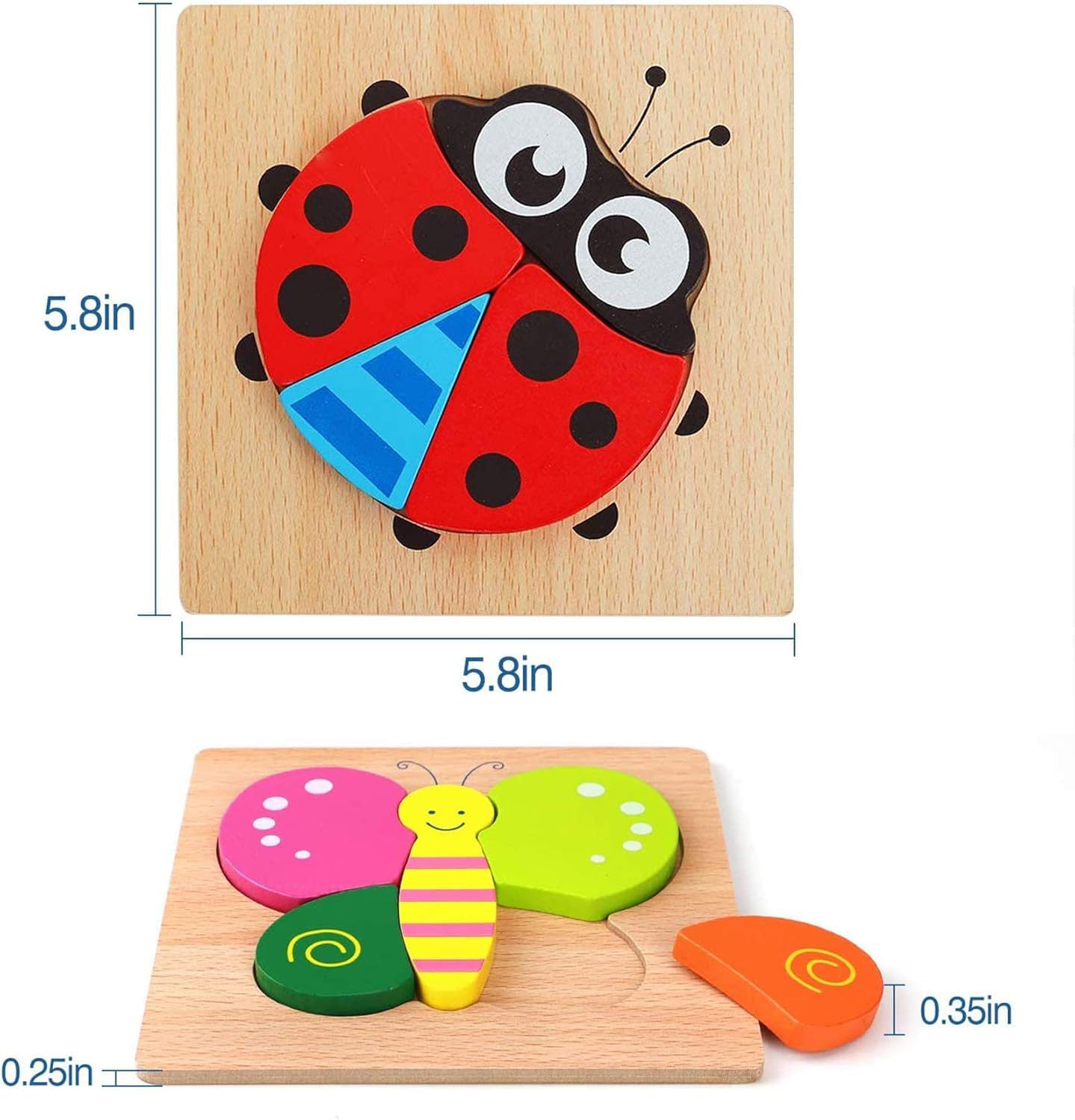 Wooden Puzzles Toddler, 6 Pack Animal Jigsaw Puzzles Montessori Toys for Kids Baby Boys Girls Brain Development Preschool Learning Educational Toy