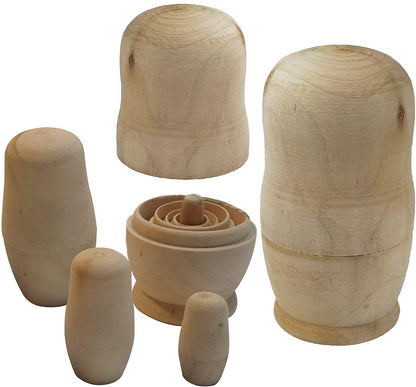 Adventure Awaits! 2-Pack Solid Wood Blank Nesting Doll 5pc Set