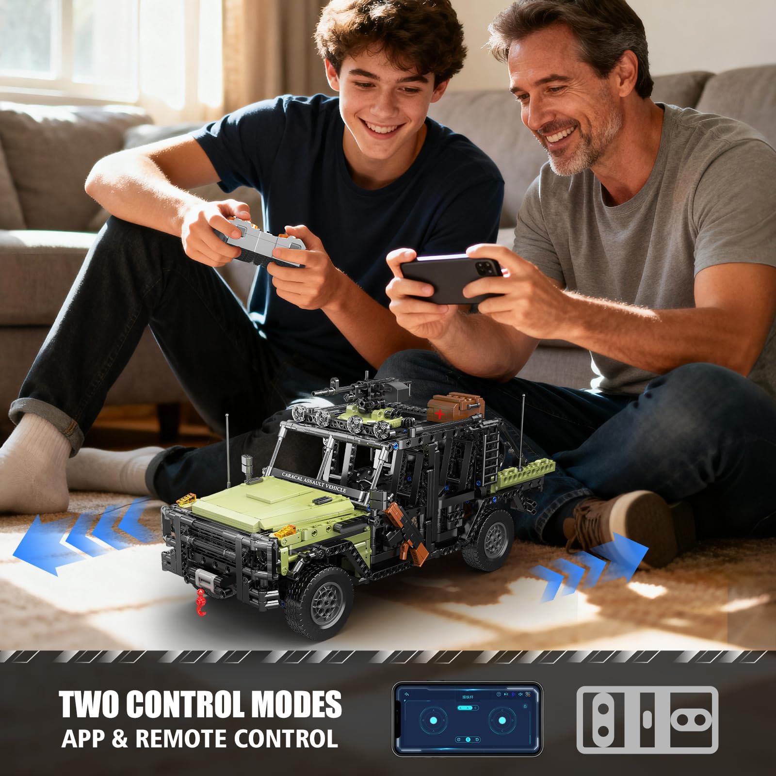 Mould King 20042 Military Off-Road Vehicle Building Set, App & Remote Control Off-Road Car Building Blocks Set, Collectible Military Truck Model Kit