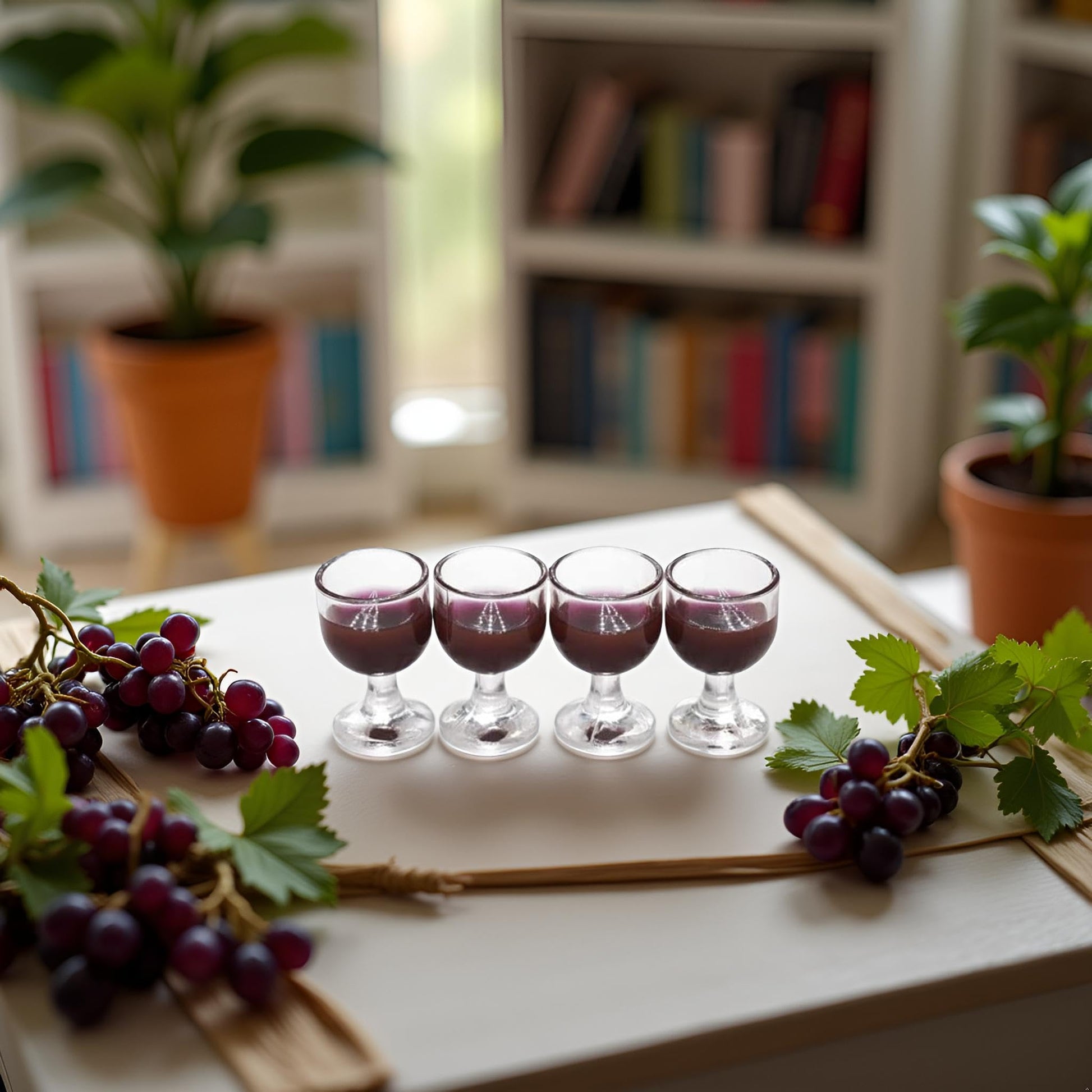 4 Pcs Red Wine 1/12 Miniature Wine Glasses Dollhouse Decoration Accessories Decoration Model Living Room Scene Craft Displays