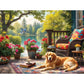 Bits and Pieces 300 Piece Puzzles for Adults - Porchside Tranquility - 300 Large Pieces 18" x 24" Jigsaw Puzzles, Golden Retriever Dog Lake, No 2